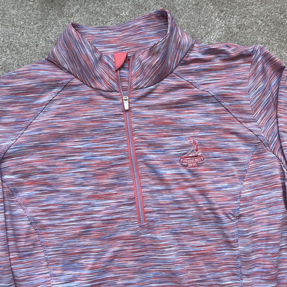 Zero Restriction Pinehurst 1/4 Zip Womens Medium Pink Striped Performance Golf